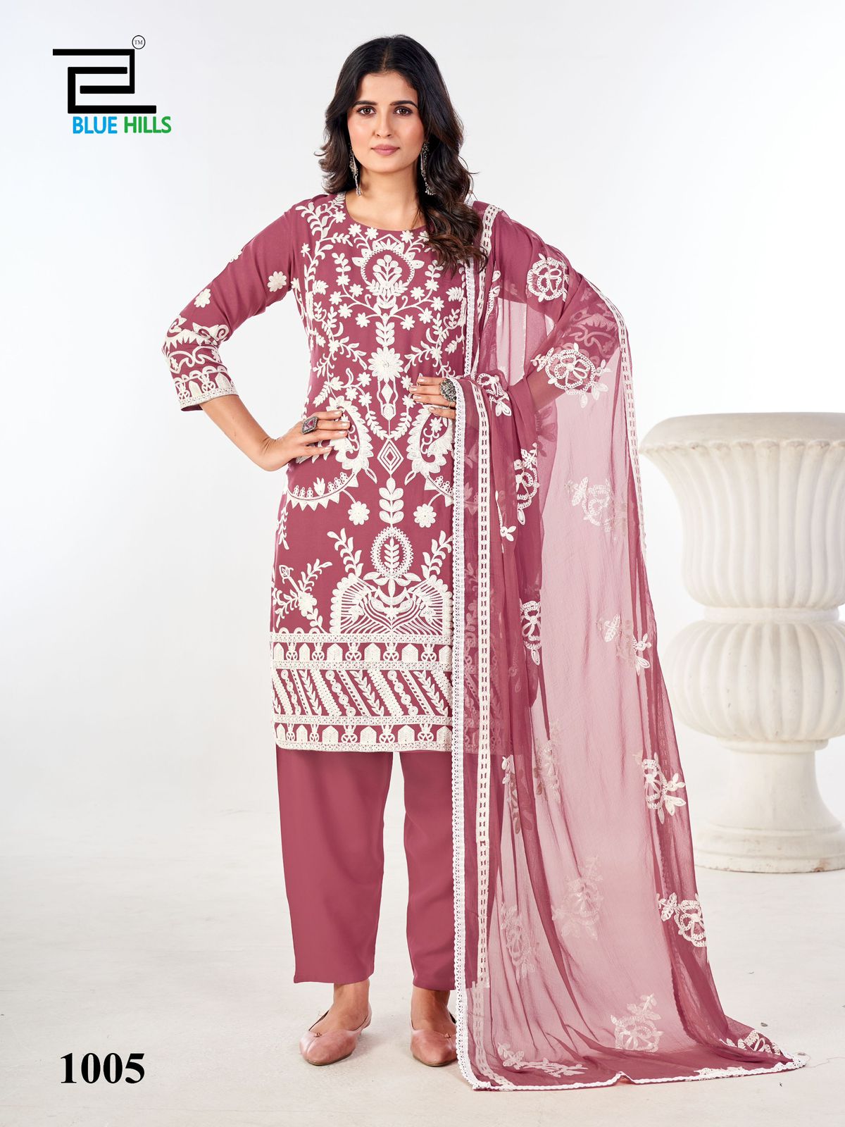 Sahiba By Blue Hills Rayon Heavy Work Designer Kurti With Bottom Dupatta Wholesale Online